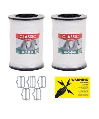 Voss.farming pasture fence band 40mm Classic 8 x 0.16 Niro white pasture fence and electric fence band electric band horse fence horse band pony fence savings (400 m)