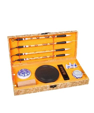 Buart Chinese Calligraphy 10 Pcs Gift Set Sumi Water Writing Brushes Painting Set for Beginners For Chinese Korean Japan Calligraphy (yellow) 10 Count (Pack of 1) Yellow