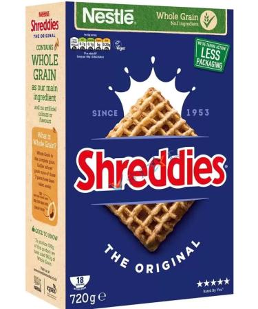 Shreddies The Original Breakfast Cereal Vegan WholeGrain 720g - Contains 5 Vitamins & Iron - Buy Online on SooperMarket.com
