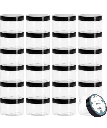 Qeirudu 4 oz Plastic Jars with Lids, 24 Pack Empty Clear Round Plastic Containers with Lids and Labels, Refillable Body Butter Containers for Cosmetic, Sugar Scrubs, Lotion, Creams