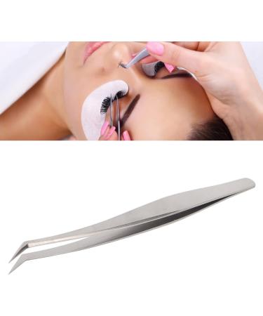 Eyelash Extension Tweezers - Silver Stainless Steel Slanted Manicure Tweezers for Precision Application - Buy Online on SooperMarket.com