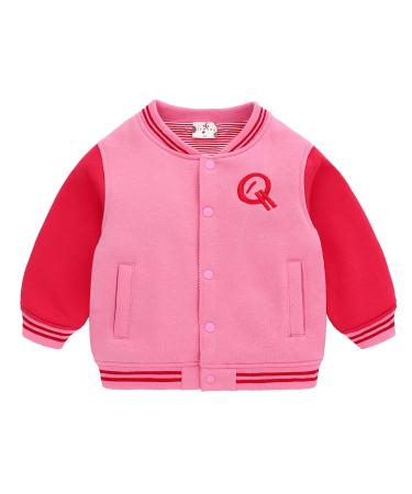 famuka Baby Boys Girls Clothes Spring Jacket Kids Baseball Suit Coat 2-3 Years Pink