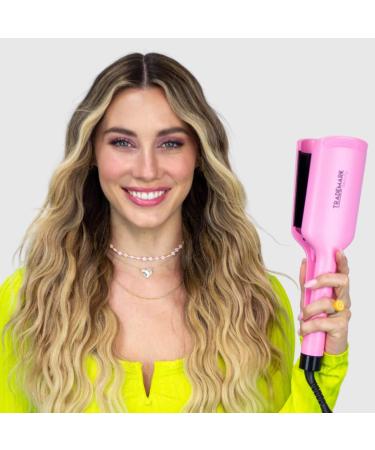 Beauty Babe Waves X 2 Barrel Curling Iron Hair Waver 1.25 inch - Adjustable Temperature Hair Curler for Beach Waves - Pink - Buy Online on SooperMarket.com