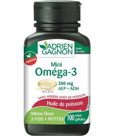 Adrien Gagnon - Mini Omega-3 Fish Oil - 300mg EPA DHA - 100 Softgels - Buy Online on SooperMarket.com