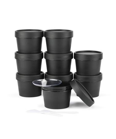LONGWAY 3.4oz/100ml Empty Leakproof Cosmetic Pot Jars,Wide-Mouth Plastic Mask Container with Dome Lids for Beauty Products, DIY Slime Making or Travel Storage MakeUp, 100% BPA Free(Black)