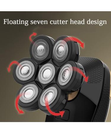 GeRRiT 7D Electric Razor for Men - Waterproof 5-in-1 Grooming Kit Cordless 7-Blade Rotary Shaver with LED Display - Buy Online on SooperMarket.com