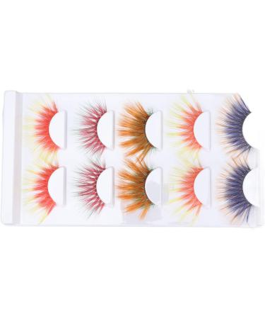 5 Pairs Colorful Eyelashes for Halloween Christmas Stage Show 6D Gradient Long Curled Soft Colored False Eye Lashes Party Fake Eyelashes Makeup Tools - Buy Online on SooperMarket.com