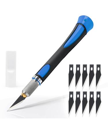 EHDIS Precision Hobby Knife Set Utility Craft Knife Kit with 10PCS Blades for Art, Working-Stencil, Scoring, Scrapbooking, Architecture Modeling, Crafting, Precision Knife-Blue