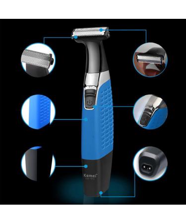 KEMEI Electric Razor & Beard Trimmer - Waterproof Cordless USB Rechargeable Groomer for Men & Women - Eyebrow Beard Facial & Body Hair Removal - Blue - Buy Online on SooperMarket.com
