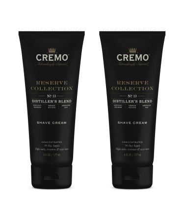 Cremo Barber Grade Distillers Blend (Reserve Collection) Shave Cream Astonishingly Superior Ultra-Slick Shaving Cream Fights Nicks Cuts and Razor Burn 6 Fl Oz (2 Pack) Distiller's Blend