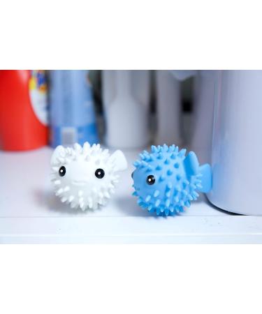 Kikkerland Puffer Fish Laundry Buddies - Eco-Friendly Reusable Dryer Balls (Set of 2) - Non-Toxic PVC Cute Blue & White Design for Laundry Care - Buy Online on SooperMarket.com