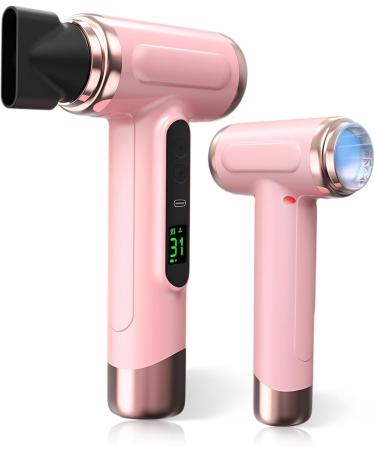 Cordless Hair Dryer 15000mAh Cordless Hair Dryer Rechargeable with USB Charging Cold Cold Hot Wind Battery Hair Dryer for Travel Camping (Plnk)