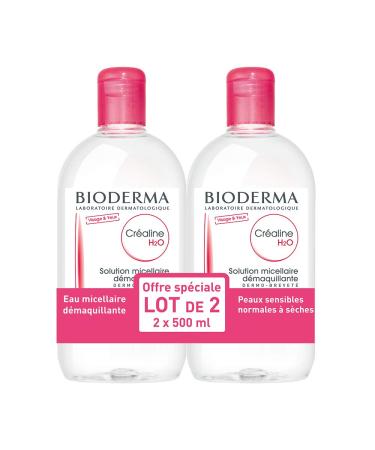 Bioderma Crealine H2O Micelle Solution 2 x 500ml Unscented 500 ml (Pack of 2)