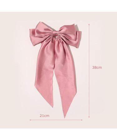 DHWEKU 3 Pieces Hair Clips with Big Bow Soft Silky Satin Hair Clip Long Tail French Ribbon Hairpins 90s Bowknot Clip for Party Christmas Women Girls - Buy Online on SooperMarket.com
