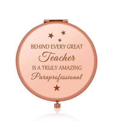 Jielahua Paraeducator Appreciation Gift for Women Thank You Gift for Teaching Assistant Rose Gold Compact Mirror para Teacher Gifts Paraprofessional Gifts for Women Retirement Gift for Teacher s Aide
