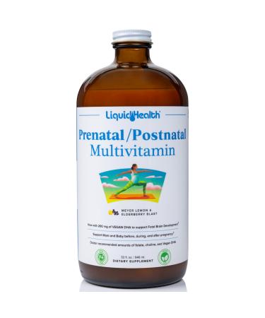 LIQUIDHEALTH 32 Oz Prenatal Vitamin Postnatal Vitamin & Liquid Women s Prenatal Multivitamin Vegan Folate Supplement for Women with DHA Choline Calcium Gluten-Free Sugar-Free Dairy-Free 32 Fl Oz (Pack of 1)