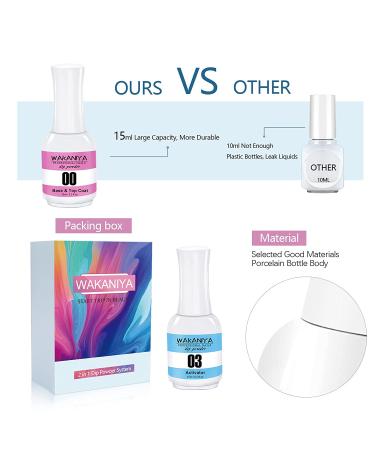 Wakaniya 15ml No Wipe Base and Top Coat Set - Glossy Shine Finish - DIY Nail Gel Design Kit - 0.5 Fl Oz (Pack of 2) - Soak Off LED Gel with Base Activator - Buy Online on SooperMarket.com