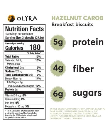 Olyra Organic Hazelnut Carob Breakfast Biscuits â€“ 5.3 OZ | Healthy Snacks - Buy Online on SooperMarket.com