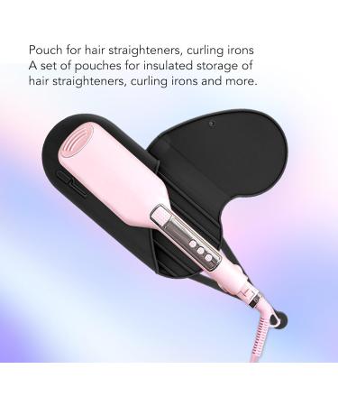 Portable Silicone Heat Resistant Mat & Pouch for Hair Styling Tools - Curling Iron & Straightener Cushion (Black) - International Shipping - Buy Online on SooperMarket.com