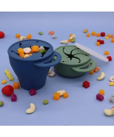 Silicone Snack Cup with Lid - Leak-Proof Travel Snack Cup for Toddlers | Blue | Buy Internationally - Buy Online on SooperMarket.com