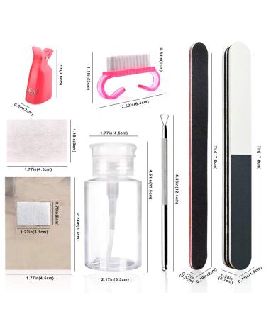 Professional Gel Nail Polish Remover Kit - Acetone Pump Dispenser, Nail Clips, Foil Wraps, Pusher & Brush - Acrylic/UV Gel/Soak-Off Polish Removal - Pink - Buy Online on SooperMarket.com