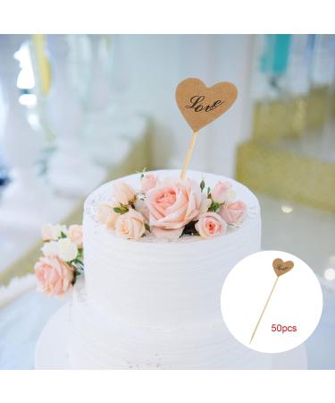 harayaa 50Pcs Rustic Kraft Paper Cupcake Topper Heart Cupcake Picks Sweet Love Theme Birthday Cake Decoration for Party Love - Buy Online on SooperMarket.com