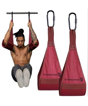 Gymreapers Hanging Ab Straps for Core Strength and Abdominal Training - Padded Adjustable Arm Supports for Bodyweight Exercises Red