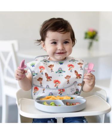Vicloon Baby Fork and Spoon Set - 4Pcs Silicone Self Feeding Utensil for Infant Toddler, Easy Grip Cutlery Kit for Children - Red/Orange - Buy Online on SooperMarket.com