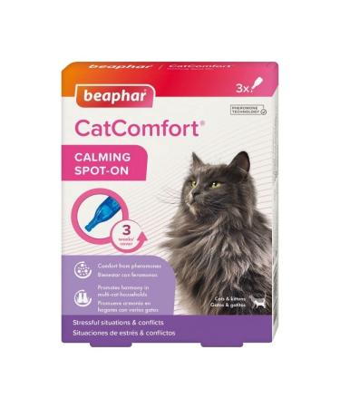 Beaphar | CatComfort Calming Spot-On | Reduces Anxiety & Stress | Fast-Acting | Starts to Work in 15 Minutes | Ideal for Short-Term Events like Fireworks | Promotes Bonding | 3 Pipettes