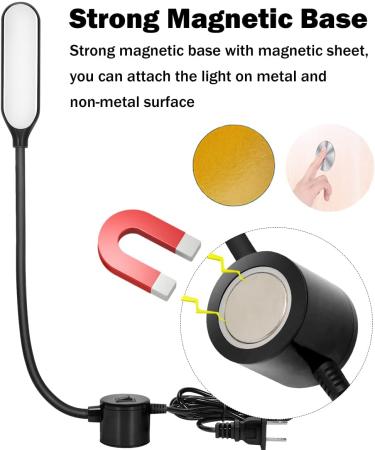 HengBo LED Sewing Machine Light - 6000K Daylight, Magnetic, Flexible Gooseneck for Sewing Machine, Workbench, Lathe, Drill Presses, 3D Printer - Buy Online on SooperMarket.com
