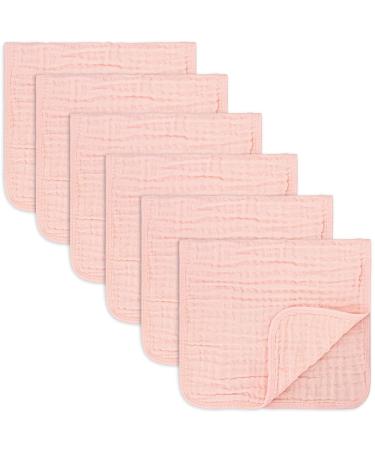 Comfy Cubs Muslin Spitting towels 6 set large 100% cotton hand washcloth 6 layers extra absorbent and soft (pointed 6-pack) rose pack of 6