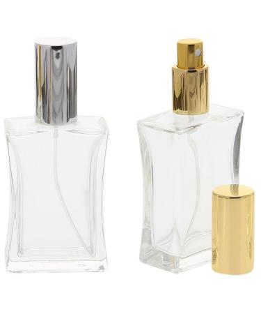 Kosmetex 100ml Square Glass Bottle Set | Tapered Design with Funnel & Perfume Atomizer - 2-Pack for International Shipping - Buy Online on SooperMarket.com
