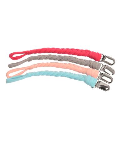 EXQUILEG 4Pcs Pacifier Strap Baby Pacifier Chain Clips Cotton Pacifier Strap With Stainless Steel Clamps for Unisex Baby (LA06)