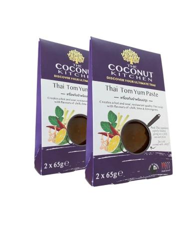 The Coconut Kitchen Thai Tom Yum Soup Paste Thai Ramen Laksa Hot & Sour Gluten Free (Pack of 2 x 130g) | 2 Pack