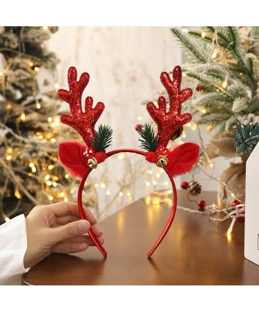 Unicra Christmas Headband Elk Deer Antlers Headband Animal Horns Headwear Hair Piece Halloween Hair Accessories for Christmas Red - Buy Online on SooperMarket.com