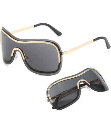 Sport Sunglasses | Women Sunglasses UV Protection Cycling Driving Fishing Sun Glasses Portable Wrap Around Cycling Puchen Gold Frame Full Gray Film - Buy Online on SooperMarket.com