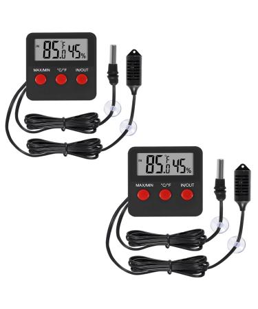 2Pcs Digital Thermometer and Humidity Thermometers Indoor and Outdoor Digital Temperature and Hygrometer Gauge with Probe for Reptile Terrarium Thermometer Pet Keeping
