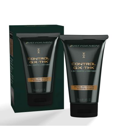 Just for Men Control GX + THK Thickening Shampoo and Conditioner with Grey Reduction Shampoo for Thinning Hair with Alpha Keratin Thickens Hair Up to 20% Works with Every Hair Texture 4 oz Hair cleaner conditioner