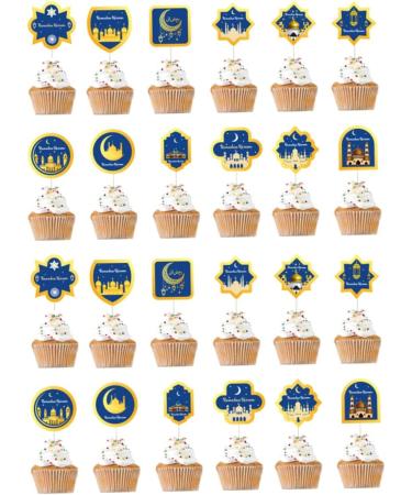 Eid Mubarak Cupcake Topper 24PCS Ramadan Cake Toppers Islamic Muslim Party Decorations for Wedding Home Kitchen - Buy Online on SooperMarket.com