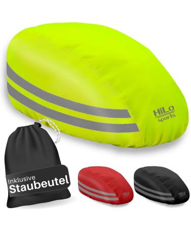 Hilo Sports helmet cover waterproof with security reflectors - unit size helmet cover bicycle helmet - helmet rain protection - helmet cover bicycle neon yellow