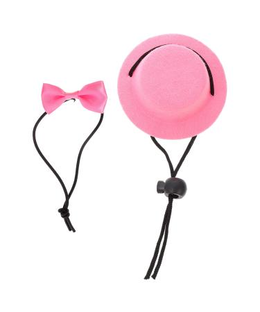 balacoo Hamster Hat and Bowtie Guinea Pig Black Cap Bow Tie Cool Pet Small Animal Outfit Cosplay Suit for Rats Sugar Glider Chinchilla Ferret Hedgehogs Pink