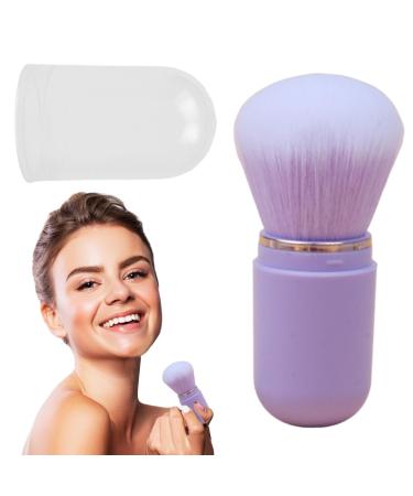 Veeteah Retractable Blush Brush Compact Powder Brush | Retractable Travel Powder Blush Brush Soft Bristles for Daily Use for Travel purple