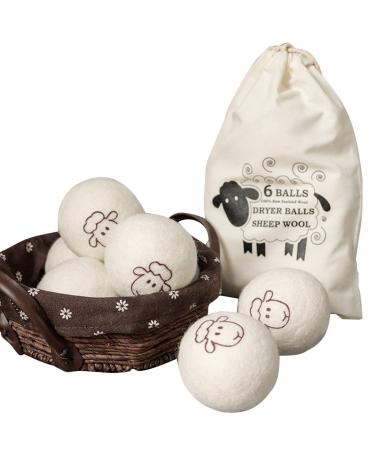 6Pack Wool Dryer Balls Reusable Reduces Clothing Wrinkles and Saves Drying Time Wool Balls Replaces Dryer Sheets Wool Balls for Dryer Laundry Balls for Dryer(#1)