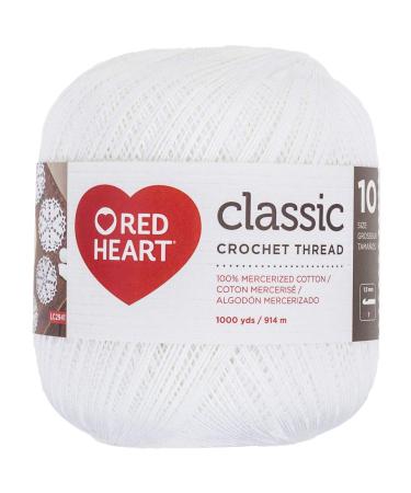 Coats Crochet Red Heart Classic Crochet  Thread White Size 10 White 914 Meters