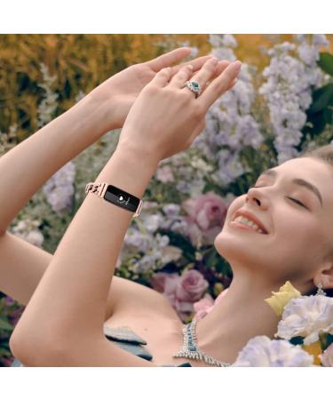 Dilando Stainless Steel Metal Link Band for Fitbit Inspire 2 - Rose Gold Adjustable Wristband Bracelet for Women - Buy Online on SooperMarket.com