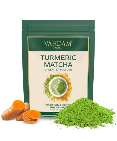 VAHDAM Turmeric Matcha Green Tea Powder (50 Cups/100g) With Curcumin - Pure Japanese Matcha Powder With Indian Turmeric Powder | Delicious Matcha Latte