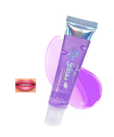 Shiny Fruit Glossy Lipgloss Moisturizing Hydrating Plumping Liquid Lipstick Mirror Jelly Lipstick Long Lasting High Shine Tinted Lip Tint Lip Stain for Girls & Women (#06 Grape)