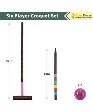 SpexDarxs 32 Six Player Croquet Set with Premium Wooden Mallets & Carry Bag - Fun Outdoor Lawn Game for Kids & Adults - Buy Online on SooperMarket.com