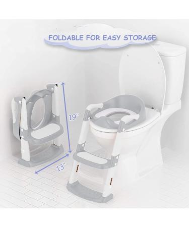 Potty Training Seat with Step Stool Ladder-Double Elite (Grey) - Comfortable Toilet Seat for Kids Boys Girls Toddlers - Foldable & Anti-Slip - Buy Online on SooperMarket.com