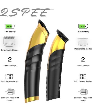 Supreme Trimmer 2-in-1 Beard Trimmer & Hair Clipper Combo | Cordless Professional Barber Tools with LCD Display & Removable Blades | STB280 Gold - Shop Now for Worldwide Shipping - Buy Online on SooperMarket.com